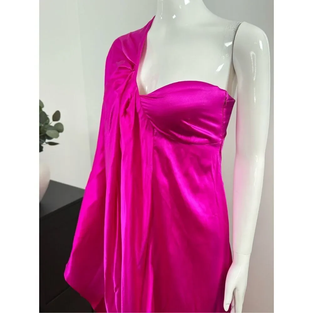 Alejandra Alonso Rojas Women's One-Shoulder Silk Bustier Dress Size 6 - Picture 6 of 11
